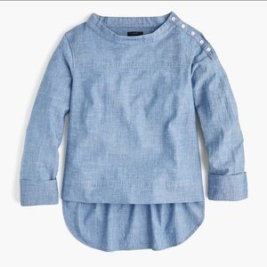 J Crew Funnel Neck Top in Chambray
